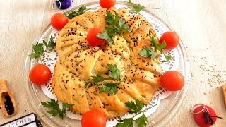 خبزة أوفطيرة محشية  سهلة وسريعة  بحشوة لذيذة خبز محشي \فطيرة تركية