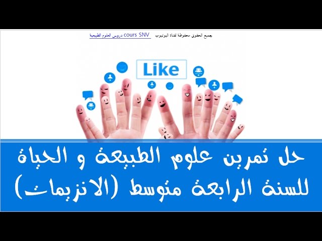 حل تمرين علوم الطبيعة و الحياة للسنة الرابعة متوسط (الانزيمات)