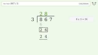 Long Division Problem 867/3: Step-by-Step Video Solution