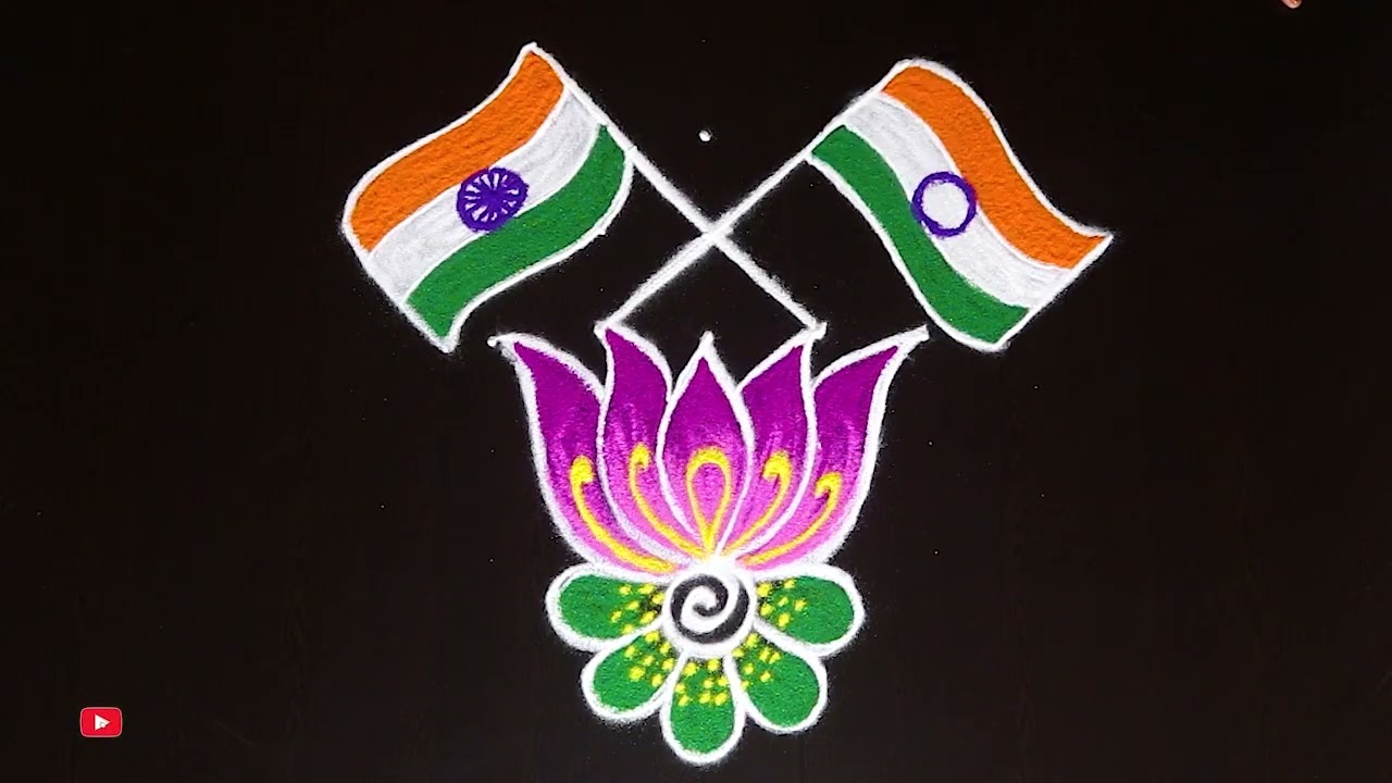 Easy Flag Rangoli kolam By AnithaRangoli|🌼rangoli || 🌺Kolam ||🌻Muggulu