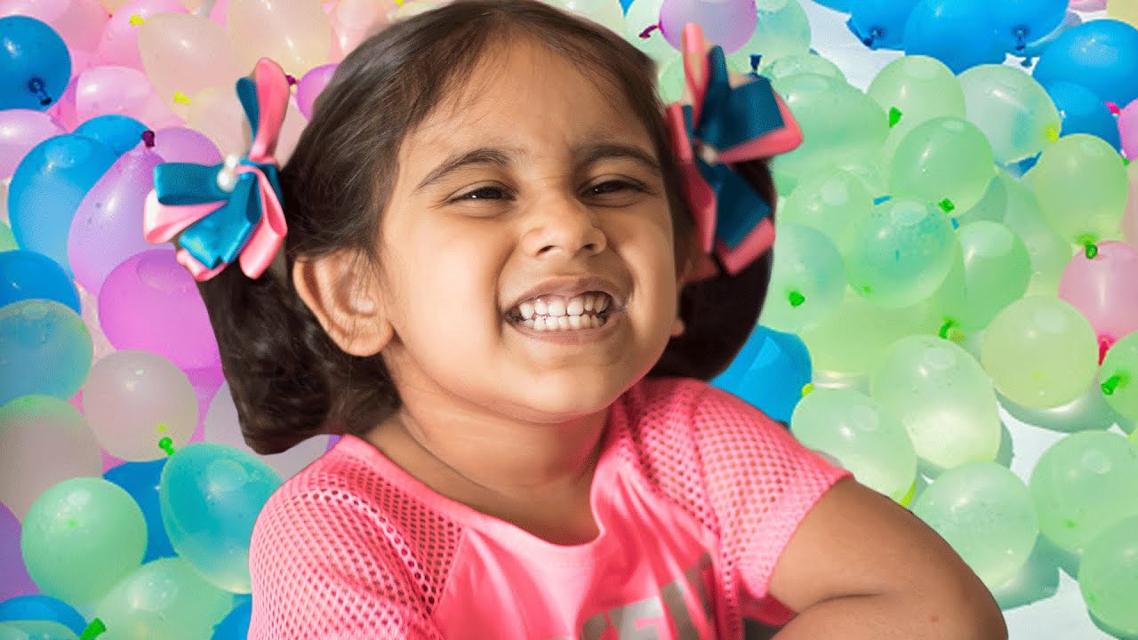 WATER BALLOONS POP!!! Junnus Tales Bunch o Balloons kids fun Surprise toy YouTube