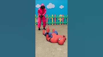Spiderman in Squid game making tiny dalgona shape
