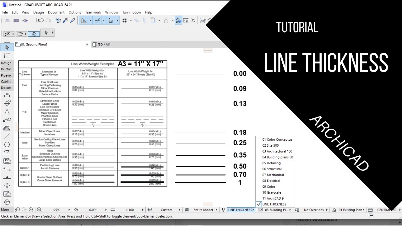 LINE THICKNESS ARCHICAD, Ketebalan Garis YouTube