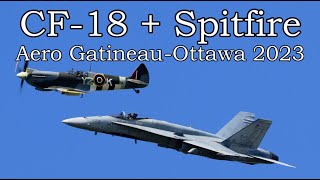 RCAF CF-18 + Spitfire Heritage Flight Practice in 4K - Aero Gatineau-Ottawa - 2023-09-15.