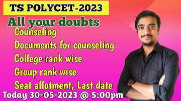 TS POLYCET - 2023. All about counselling. counselling dates | verification | last date | mathway |