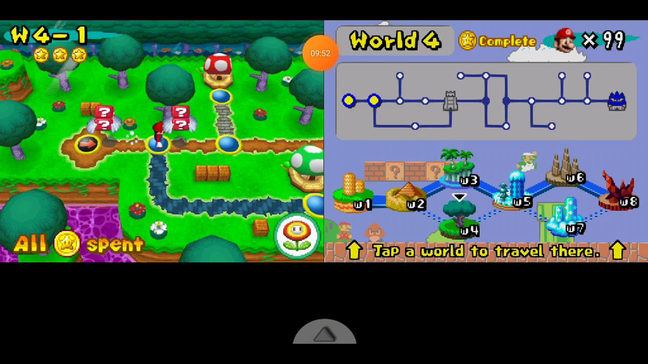 new super Mario Bros ds, all castles and one tower.