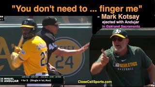 E45-6 - Mark Kotsay Was Very Upset at Roberto Ortiz's Fingers During Ejection; Andujar Tossed Too