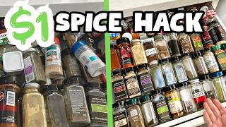 DOLLAR TREE KITCHEN HACK - How to make a DIY Spice Drawer Organizer for $1! NO TOOLS!