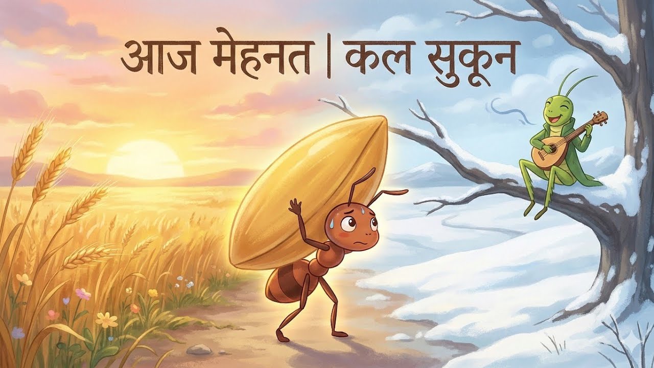 आज मेहनत , कल सुकून | Mehnat Ka Fal | Moral Story in Hindi | चींटी और टिड्डा |