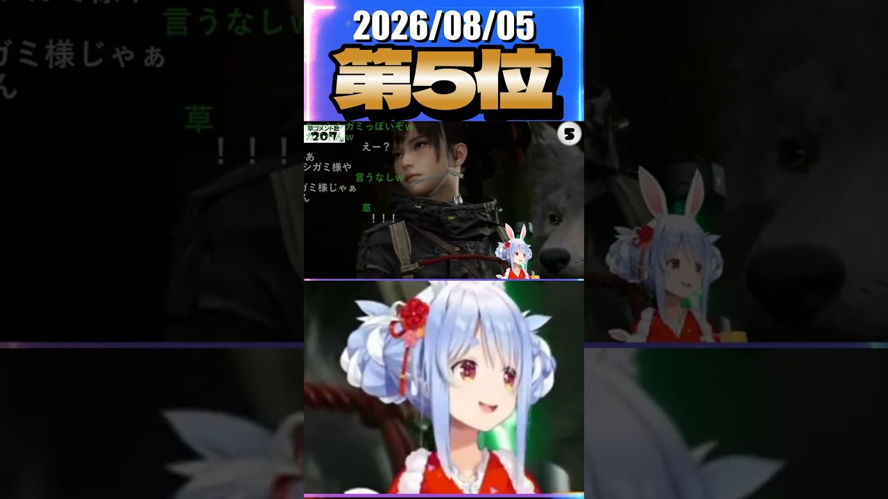 8/5 草コメント数ランキング第5位 #兎田ぺこら 0時間58分ごろ