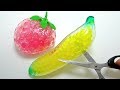 ASMR Cutting Open Banana Strawberry Orbeez Squeeze