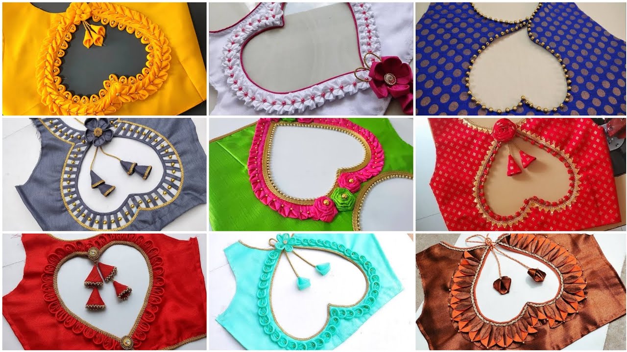 Latest Back Blouse Heart Neck Designs | Blouse Designs for Wedding