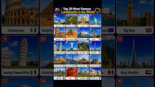 20 Most Famous Landmarks in the World 🌎 #world #beautiful #travel