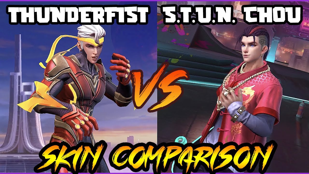 CHOU S.T.U.N. SKIN EFFECTS VS. THUNDERFIST HERO SKIN - MLBB SKIN COMPARISON SERIES