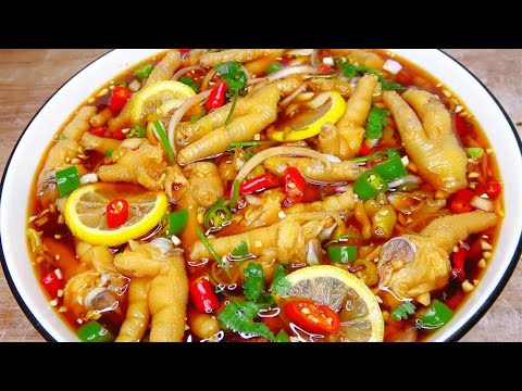 怪不得饭店里的柠檬鸡爪那么好吃，诀窍都在这里，酸辣入味又解馋