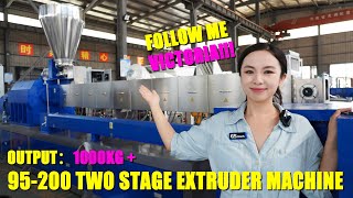 #twinscrewextruder #singlescrewextruder #plasticextrudermachine 95-200 two stage extruder machine