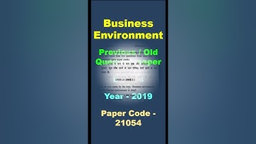 #5 Business Environment | Previous Question Paper | BC-304 | B.Com 3rd Sem | 21054 | KUK 2019