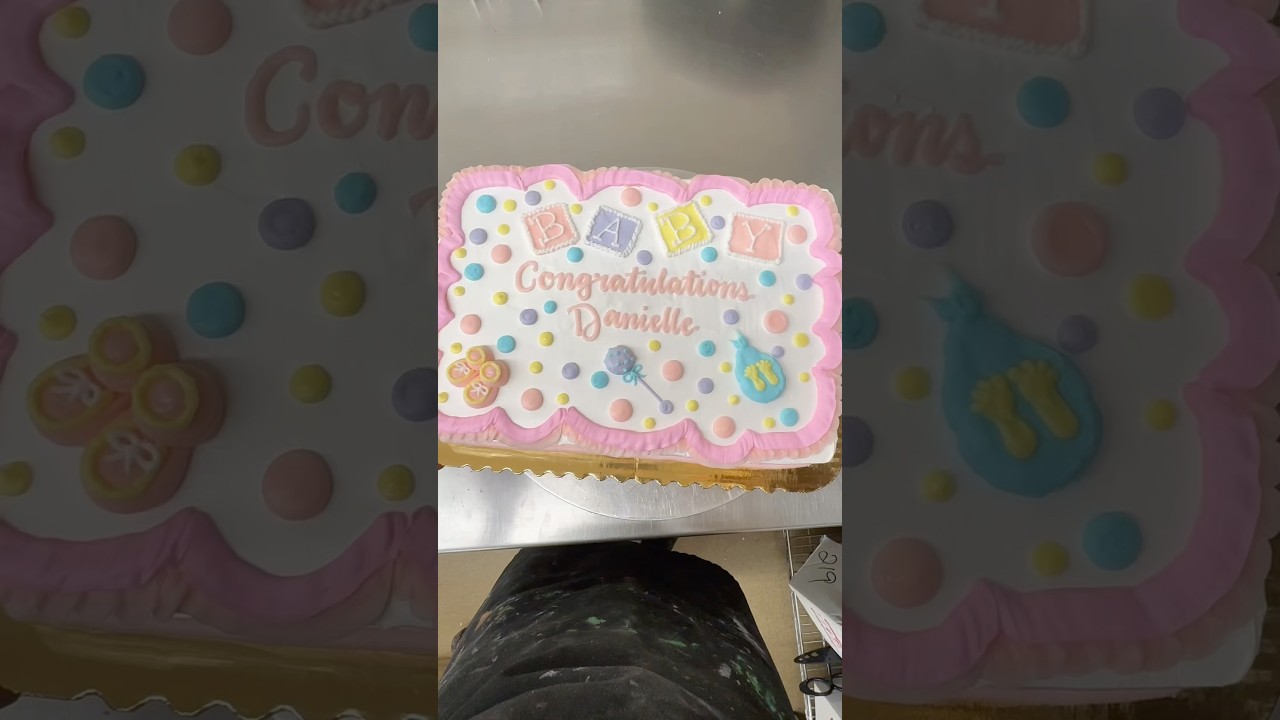 A Surprise Baby Shower Cake 🍼🎀 #cake #cakedecorating