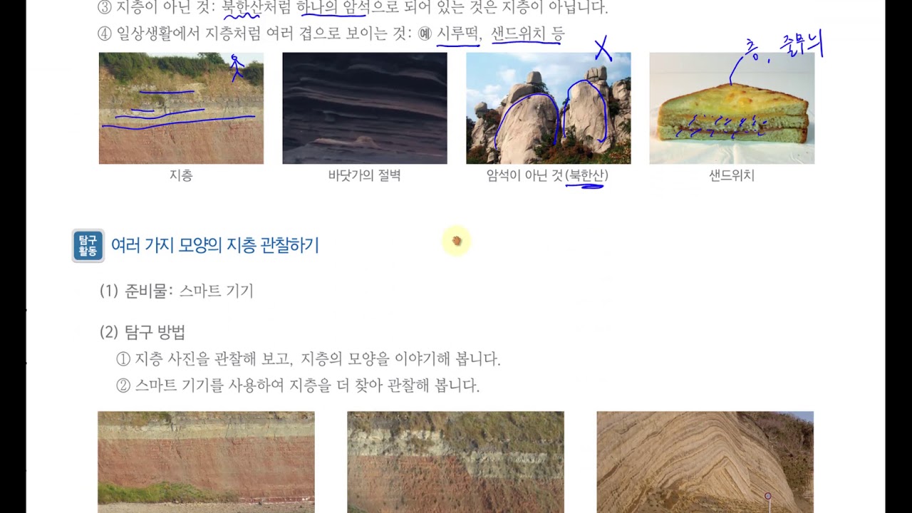 [초등과학 4-1 무료강의] 2. 지층과 화석 ① 여러 가지 모양의 지층을 관찰해 볼까요? - YouTube