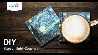 DIY Starry Night Coasters with Glitter Decoupage