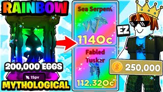 250,000 TOKENS RAINBOW MYTHOLOGICAL EGG OPENING IN ROBLOX CLICKER SIMULATOR *148 OC DIVINE*