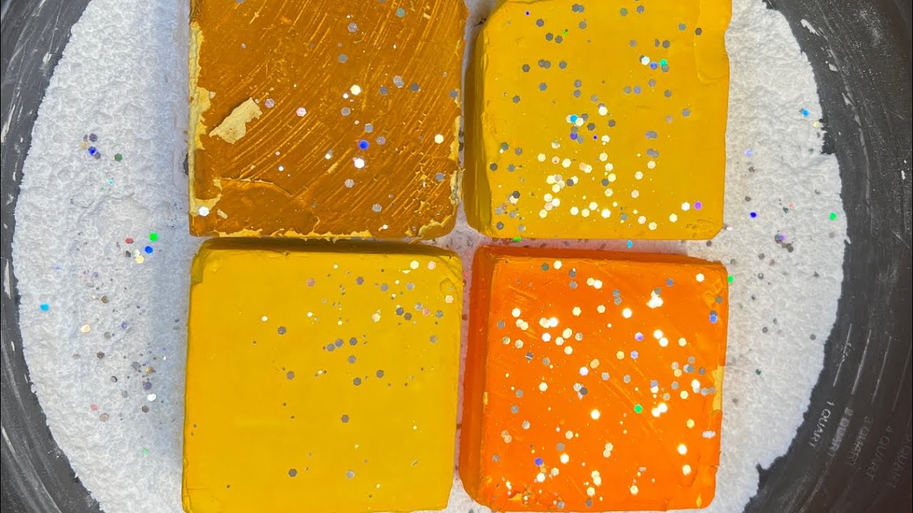 ASMR // YELLOW DYED SOFT GYM CHALK BLOCKS // SATISFYING VIDEO // SLEEP ...