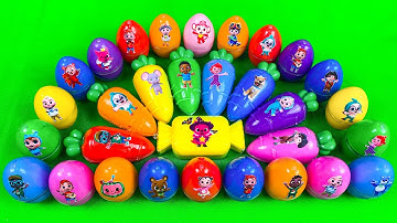 Cocomelon Slime🌈 Finding Surprise Slime Eggs & Carrot, Candy with JJ & Pinkfong! Satisfying ASMR