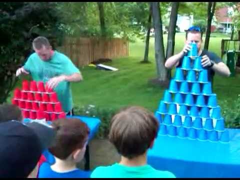 Clint's Minute to Win It - Cup Stacking - YouTube