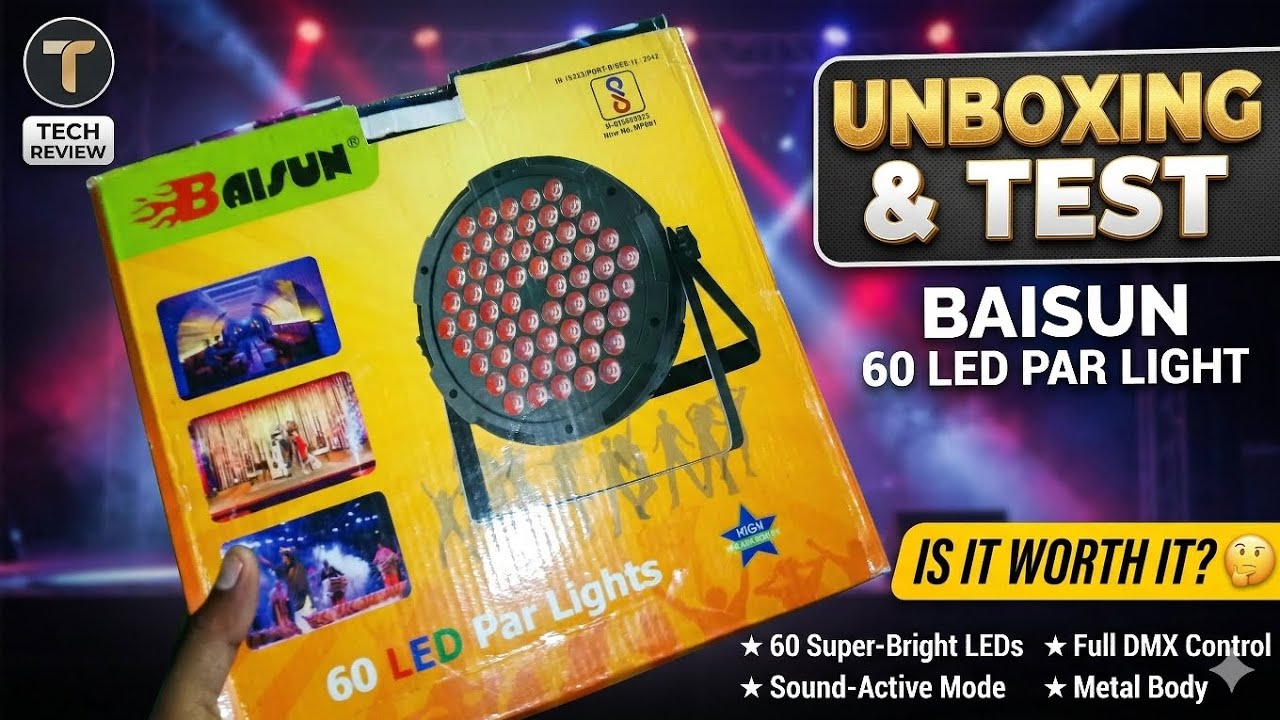 Unboxing & Test Baisun 60Led Par Light 🚨 Dj Par Light Unboxing And Review 😧