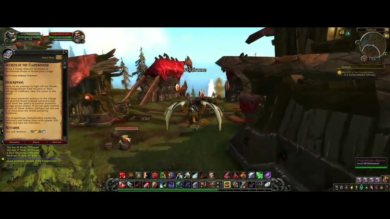 World of Warcraft Secrets of the Flamebinders Quest ID 12222 (Gameplay/Walkthrough) YouTube