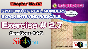 Exercise 2.7 ( Question 1 - 5 ) Math Class 10 Sindh Text Book Board