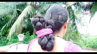 ILHW Ganga's Reverse Full Folded Cobra Braid Making & Tieing by Cotton Hair Band