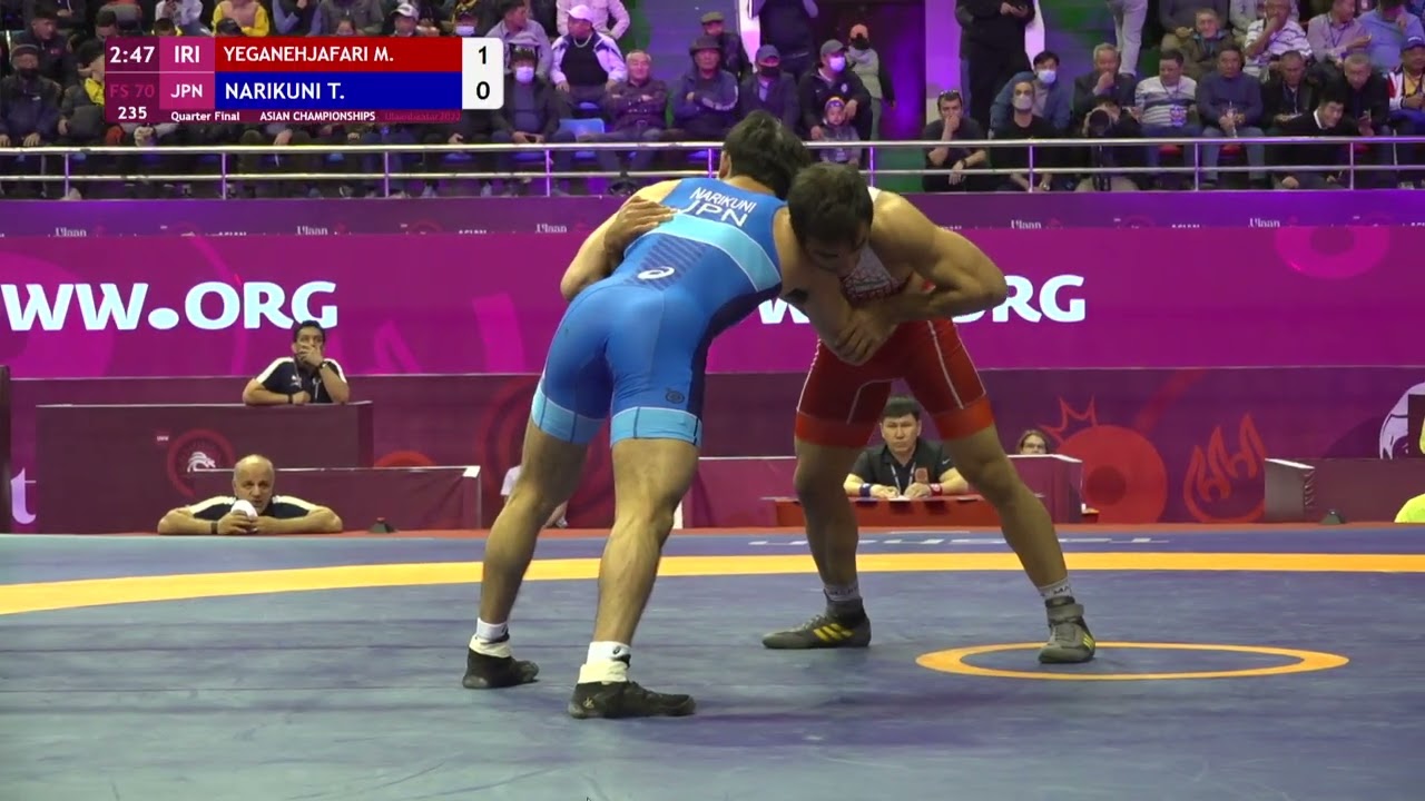 1/4 FS - 70 kg: M. YEGANEHJAFAR (IRI) v. T. NARIKUNI (JPN)