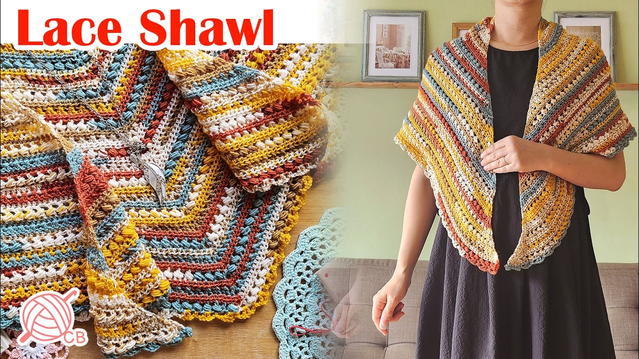 [ENG SUB] Lovely Lace Shawl - Chal Triangular Elegante y Fácil- Easy Triangle shawl for Beginners