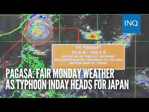 Pagasa: Fair Monday weather as Typhoon Inday heads for Japan