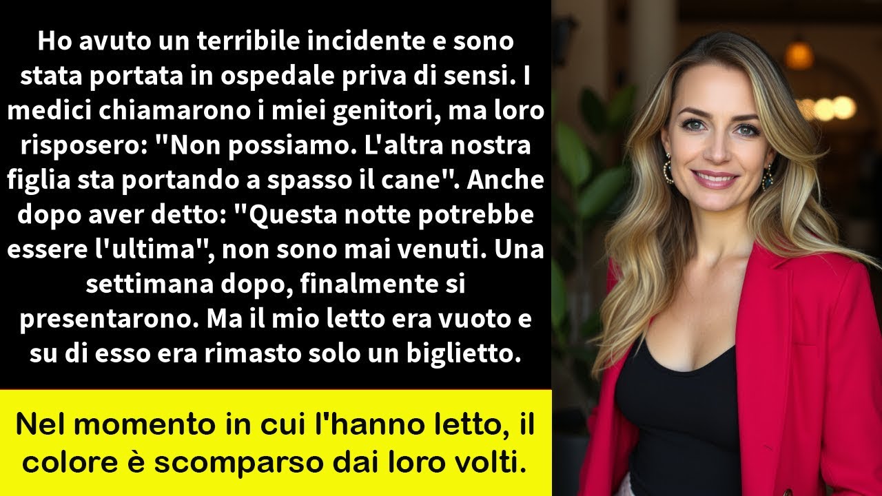 Ho avuto un terribile incidente e sono stata portata in ospedale priva di sensi