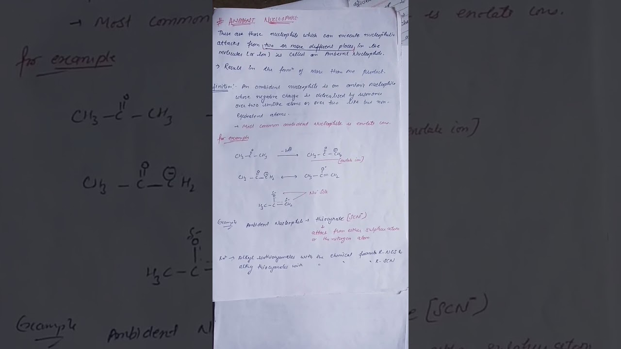 ambident nucleophile/its example And mechanism/organic chemistry /important questions 