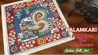 Kalamkari Painting // Peacock Kalamkari painting On MDF Board // Kalamkari Painting For Beginners //