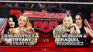Rhea Ripley & Tiffany Stratton Vs Liv Morgan & Raquel Rodriguez Raw, Oct. 14, 2024
