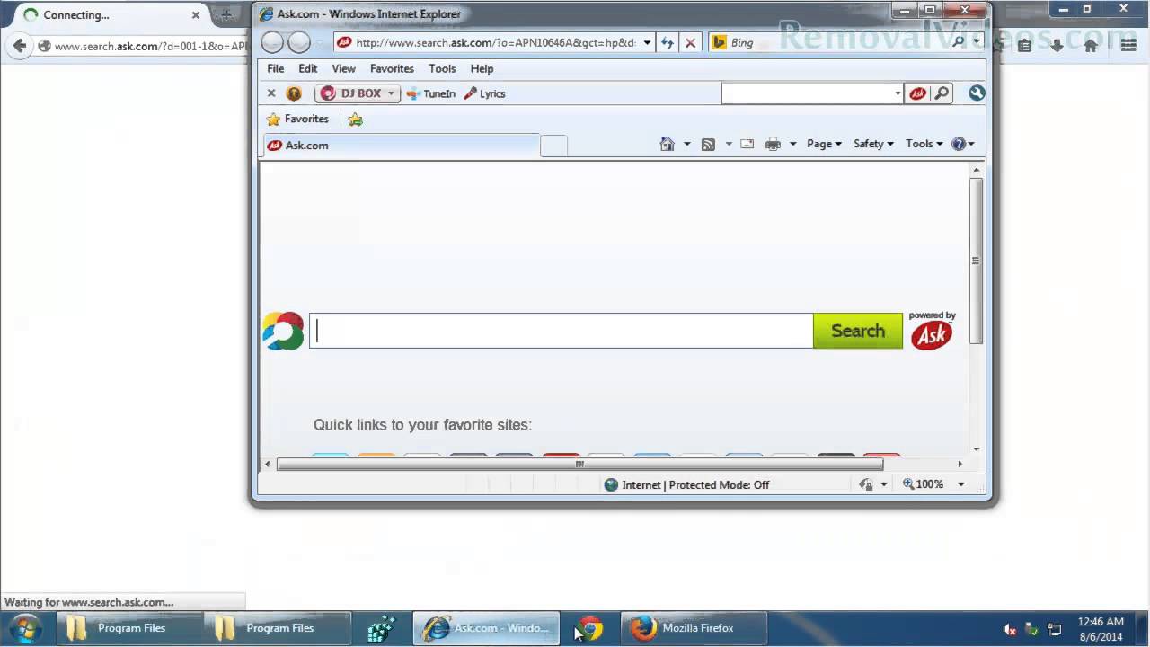 How to Remove Jzip and 'search.ask com' YouTube