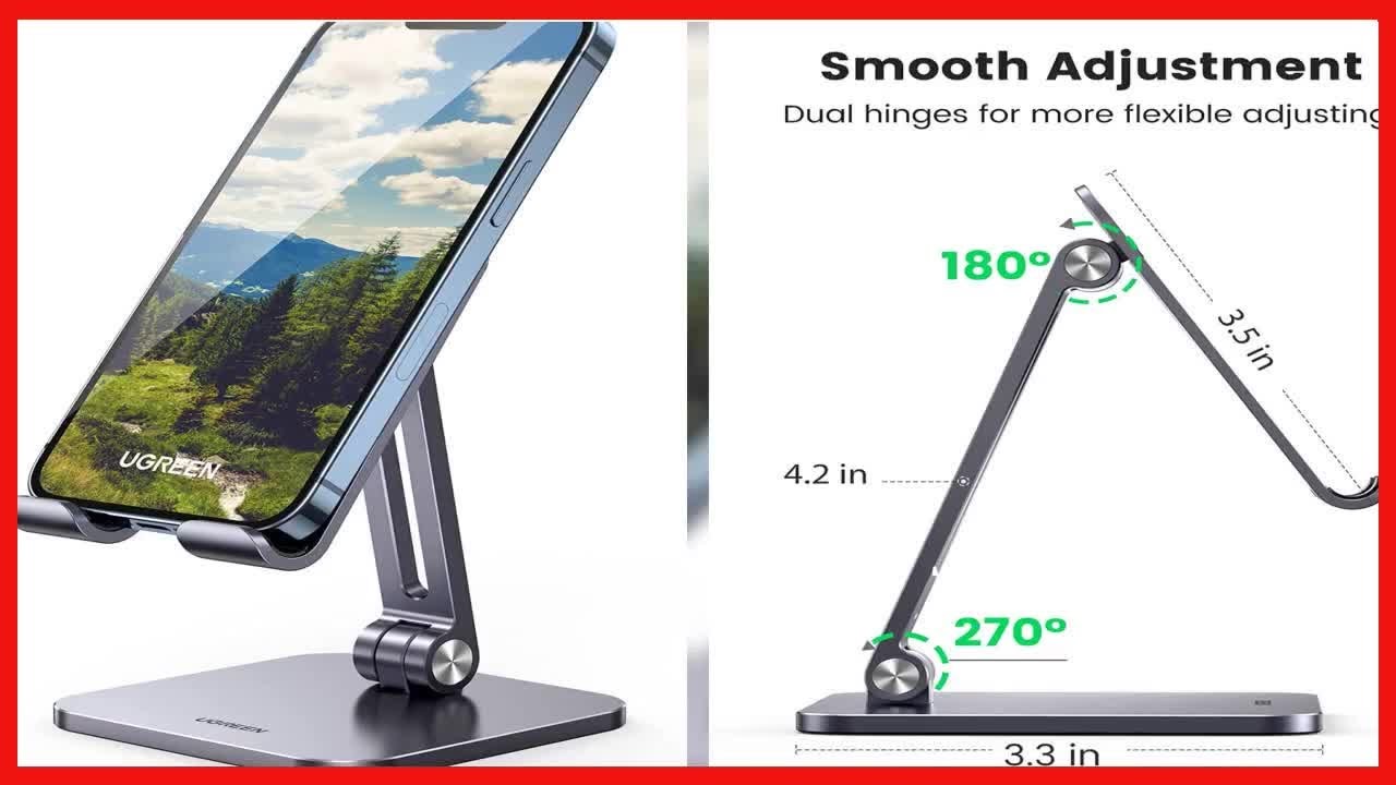 UGREEN Phone Stand Desk Cell Phone Holder Stand Stable Angle Adjustable Foldable Office Tabletop