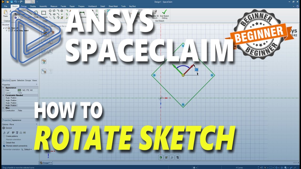 Ansys Spaceclaim How To Rotate Sketch - YouTube