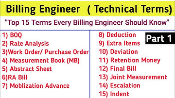 (Part -1) 15 Essential Billing Engineer Technical Terms Explained in Hindi . BOQ, RA and MB ETC.