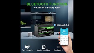 LANPWR 12V 100Ah LiFePO4 Battery with Bluetooth 5.0, 4000+ Deep Cycle Lithium Battery
