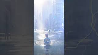 A Boy Struggling After Heavy Rains