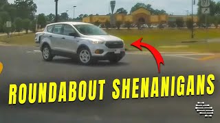 Driver Stopped Her Car in the Middle of a Roundabout Going the Wrong Way