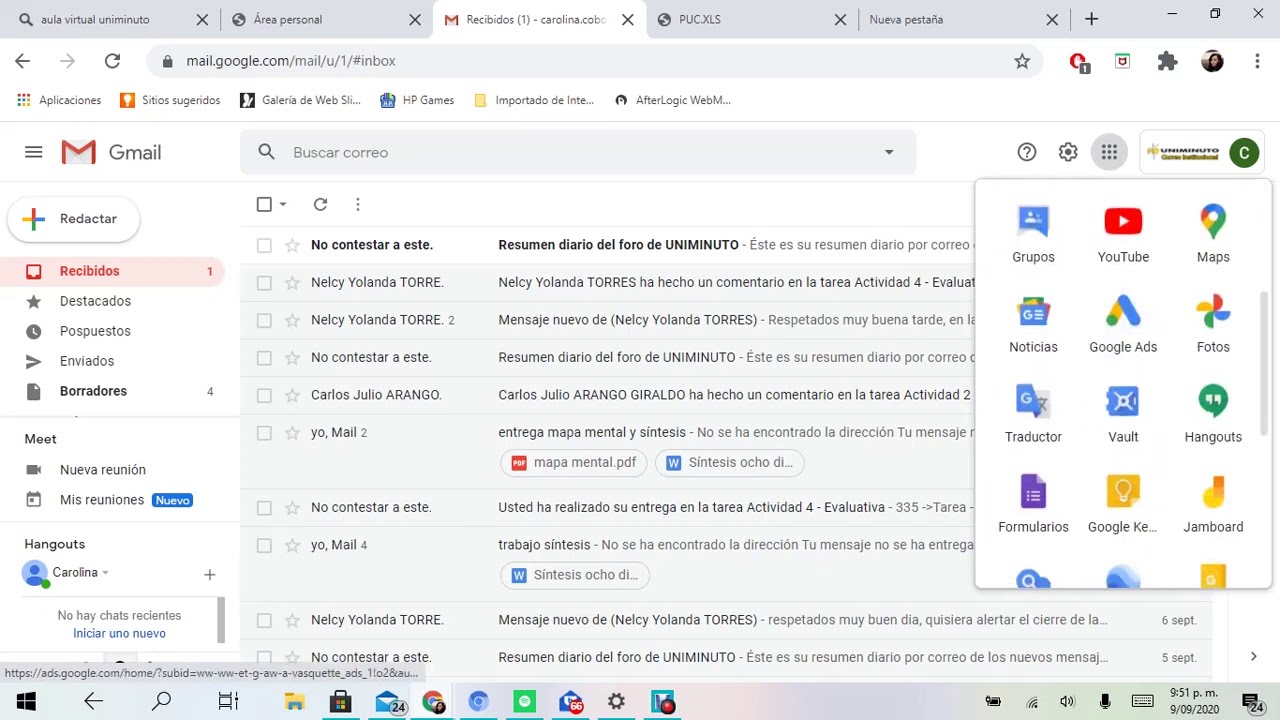 aplicaciones google NRC 5948 , carolina cobos pineda ID 781130