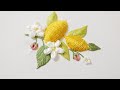 [프랑스자수 ENG SUB] 레몬과 꽃자수   lemon flower embroidery|레이즈드스템 스티치| free pattern