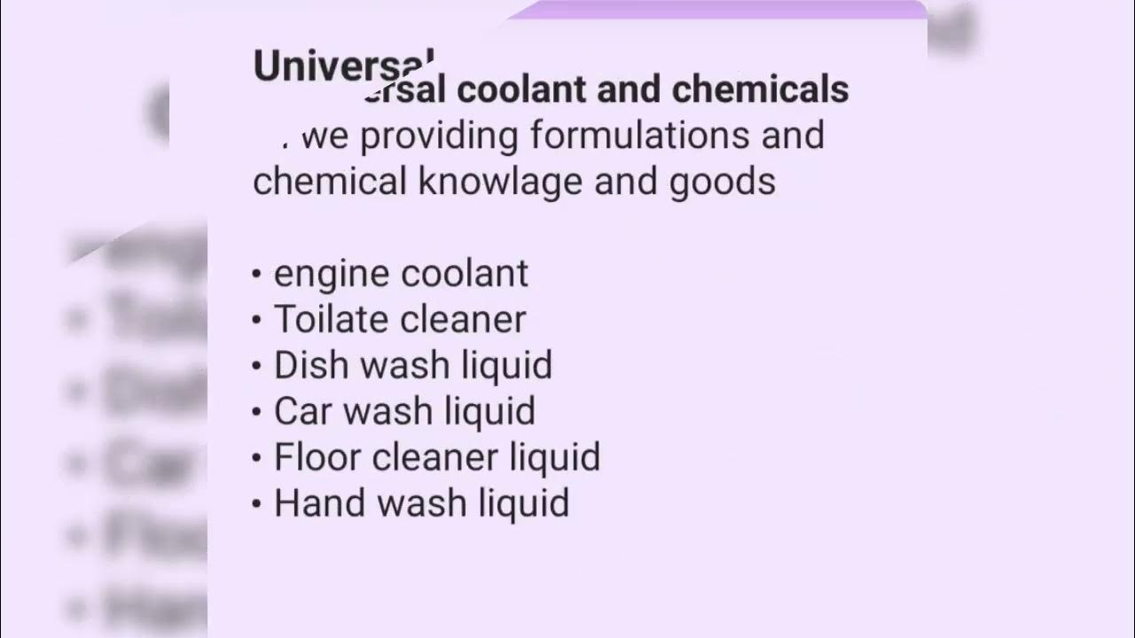 coolant making formula coolant making material. coolant compound