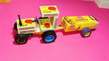 How to make MATCHBOX tractor with Trolley - DC motor Tractor Diy
